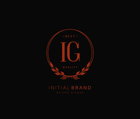 I G IG Beauty vector initial logo, handwriting logo of initial signature, wedding, fashion, jewerly, boutique, floral and botanical with creative template for any company or business.