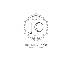 J G JG Beauty vector initial logo, handwriting logo of initial signature, wedding, fashion, jewerly, boutique, floral and botanical with creative template for any company or business.