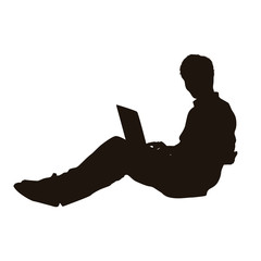 People Using Computer Silhouette