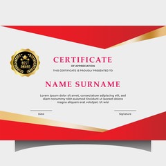 certificate template design with best award symbol