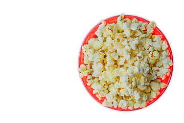 bowl of popcorn on white background