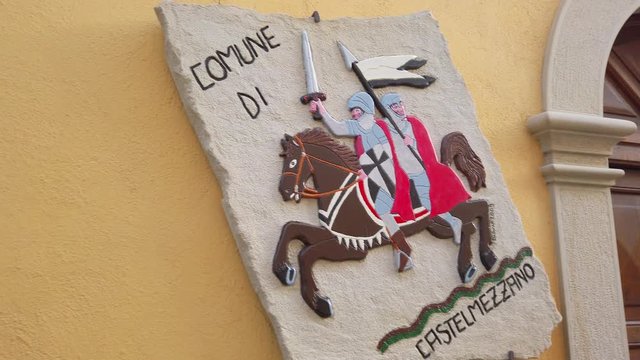 Castelmezzano coat-of-arms, Italian mountain village located in the Dolomiti lucane mountains, province of Potenza, in the Southern Italian region of Basilicata