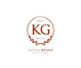 K G KG Beauty vector initial logo, handwriting logo of initial signature, wedding, fashion, jewerly, boutique, floral and botanical with creative template for any company or business.