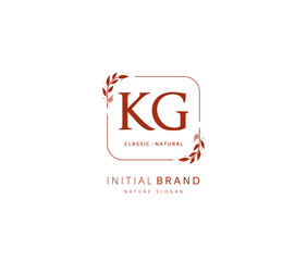 K G KG Beauty vector initial logo, handwriting logo of initial signature, wedding, fashion, jewerly, boutique, floral and botanical with creative template for any company or business.