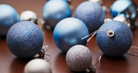 Christmas tree decoration ball in blue color