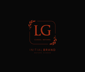 L G LG Beauty vector initial logo, handwriting logo of initial signature, wedding, fashion, jewerly, boutique, floral and botanical with creative template for any company or business.