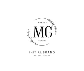 M G MG Beauty vector initial logo, handwriting logo of initial signature, wedding, fashion, jewerly, boutique, floral and botanical with creative template for any company or business.