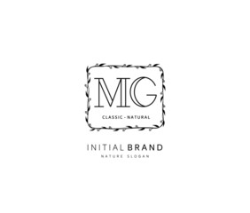 M G MG Beauty vector initial logo, handwriting logo of initial signature, wedding, fashion, jewerly, boutique, floral and botanical with creative template for any company or business.