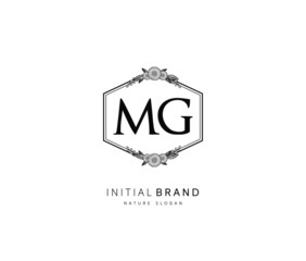 M G MG Beauty vector initial logo, handwriting logo of initial signature, wedding, fashion, jewerly, boutique, floral and botanical with creative template for any company or business.