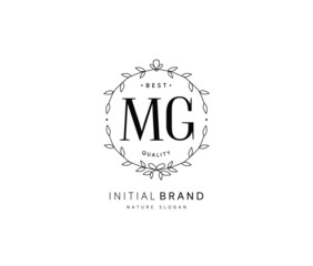 M G MG Beauty vector initial logo, handwriting logo of initial signature, wedding, fashion, jewerly, boutique, floral and botanical with creative template for any company or business.
