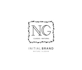 N G NG Beauty vector initial logo, handwriting logo of initial signature, wedding, fashion, jewerly, boutique, floral and botanical with creative template for any company or business.
