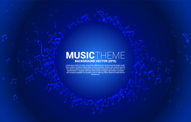 Vector template banner and poster music melody note dancing flow . Concept background for song and concert theme.