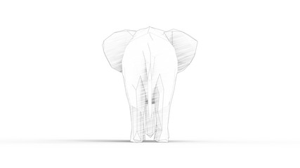 3d rendering of an elephant isolated in white studio background