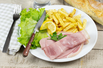 jambon blanc et frites