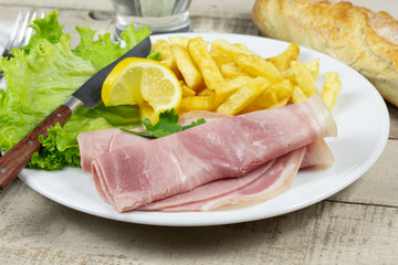 jambon blanc et frites