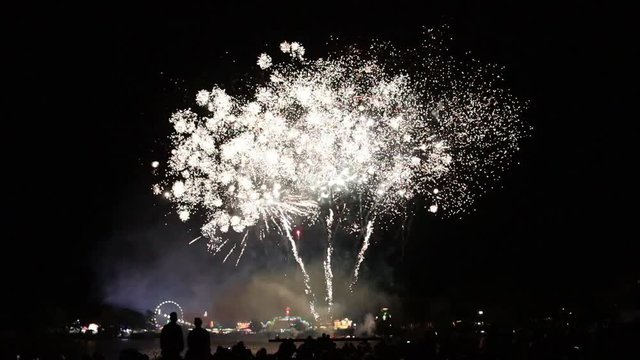 Fireworks show at traveling carnival