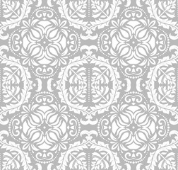 Classic seamless pattern. Damask orient silver ornament. Classic vintage background. Orient ornament for fabric, wallpaper and packaging