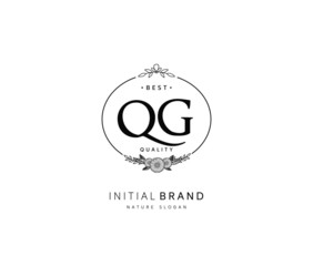 Fototapeta premium Q G QG Beauty vector initial logo, handwriting logo of initial signature, wedding, fashion, jewerly, boutique, floral and botanical with creative template for any company or business.