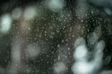 Blank grunge glass wall and bokeh background.