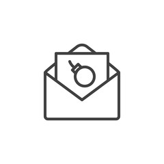 Envelope with bomb mail line icon. linear style sign for mobile concept and web design. Virus email outline vector icon. Symbol, logo illustration. Vector graphics