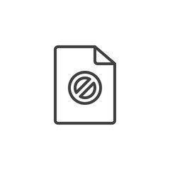 Blocked file document line icon. linear style sign for mobile concept and web design. Forbidden file outline vector icon. Symbol, logo illustration. Vector graphics