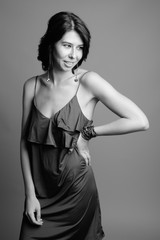 Portrait of young beautiful woman shot in black and white