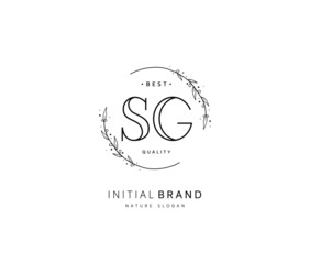 Obraz premium S G SG Beauty vector initial logo, handwriting logo of initial signature, wedding, fashion, jewerly, boutique, floral and botanical with creative template for any company or business.