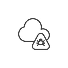 Virus cloud line icon. linear style sign for mobile concept and web design. Cloud computing with virus bug outline vector icon. Symbol, logo illustration. Vector graphics