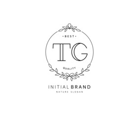 T G TG Beauty vector initial logo, handwriting logo of initial signature, wedding, fashion, jewerly, boutique, floral and botanical with creative template for any company or business.