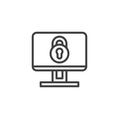 Computer security line icon. linear style sign for mobile concept and web design. Data protection outline vector icon. Symbol, logo illustration. Vector graphics