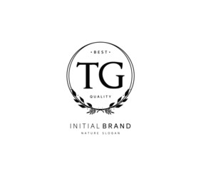 T G TG Beauty vector initial logo, handwriting logo of initial signature, wedding, fashion, jewerly, boutique, floral and botanical with creative template for any company or business.