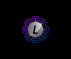 Network Connection Technology Letter L Logo Icon.