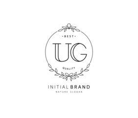 U G UG Beauty vector initial logo, handwriting logo of initial signature, wedding, fashion, jewerly, boutique, floral and botanical with creative template for any company or business.