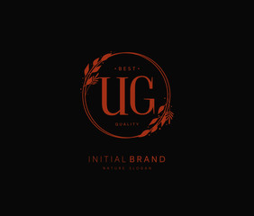 U G UG Beauty vector initial logo, handwriting logo of initial signature, wedding, fashion, jewerly, boutique, floral and botanical with creative template for any company or business.