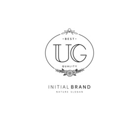 U G UG Beauty vector initial logo, handwriting logo of initial signature, wedding, fashion, jewerly, boutique, floral and botanical with creative template for any company or business.