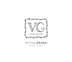 V G VG Beauty vector initial logo, handwriting logo of initial signature, wedding, fashion, jewerly, boutique, floral and botanical with creative template for any company or business.