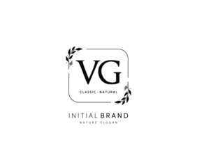 V G VG Beauty vector initial logo, handwriting logo of initial signature, wedding, fashion, jewerly, boutique, floral and botanical with creative template for any company or business.
