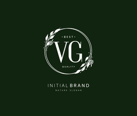 V G VG Beauty vector initial logo, handwriting logo of initial signature, wedding, fashion, jewerly, boutique, floral and botanical with creative template for any company or business.