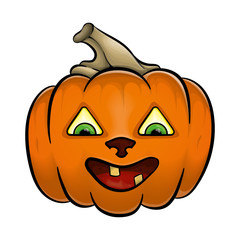 Halloween. Pumpkin with a kind sweet smile. In cartoon style.