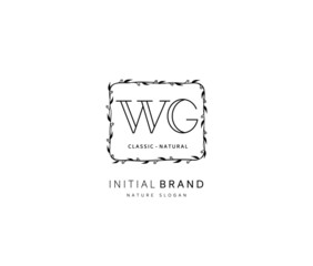W G WG Beauty vector initial logo, handwriting logo of initial signature, wedding, fashion, jewerly, boutique, floral and botanical with creative template for any company or business.