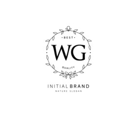 W G WG Beauty vector initial logo, handwriting logo of initial signature, wedding, fashion, jewerly, boutique, floral and botanical with creative template for any company or business.