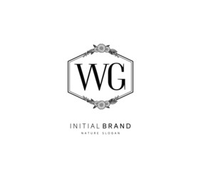 W G WG Beauty vector initial logo, handwriting logo of initial signature, wedding, fashion, jewerly, boutique, floral and botanical with creative template for any company or business.