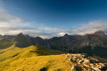 landscape of mountains and blue sky