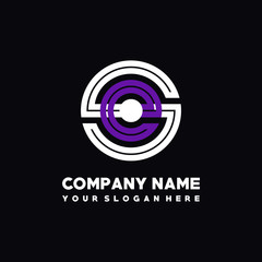 initial letter SE logo, round logo white, purple lowercase letters