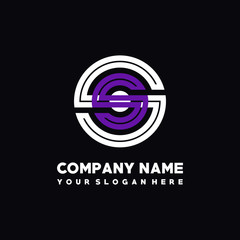 initial letter SS logo, round logo white, purple lowercase letters