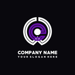 initial letter WE logo, round logo white, purple lowercase letters