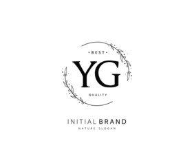 Y G YG Beauty vector initial logo, handwriting logo of initial signature, wedding, fashion, jewerly, boutique, floral and botanical with creative template for any company or business.