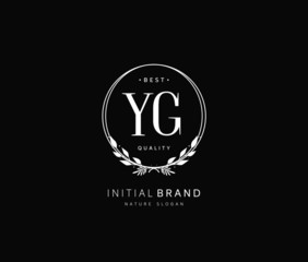 Y G YG Beauty vector initial logo, handwriting logo of initial signature, wedding, fashion, jewerly, boutique, floral and botanical with creative template for any company or business.