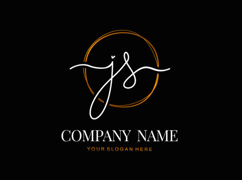 J S JS Initial handwriting logo design with circle. Beautyful design handwritten logo for fashion, team, wedding, luxury logo.