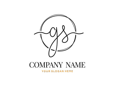 G S GS Initial handwriting logo design with circle. Beautyful design handwritten logo for fashion, team, wedding, luxury logo.